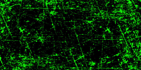 Grunge bright neon background. Green scuffs on a black wall. Dirt grunge distress texture. Overlay grunge. Alpha channel.vector ilustration