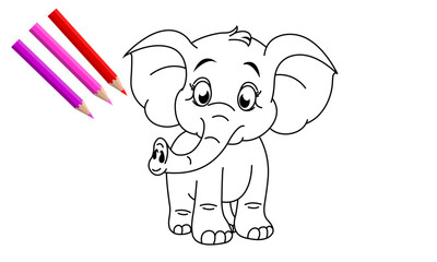 A cat cute cartoon  animal in black and white outline, KDP, kids, line art, coloring book page , Illustration