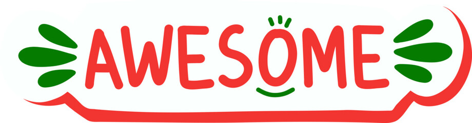 Bold sticker with the word “Awesome” in vibrant colors, great for digital designs, planners, or celebration themes. Motivational Text Design