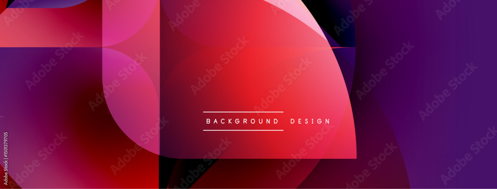 Poster abstract geometric shapes, vibrant red purple gradients. modern design element for backgrounds, bann