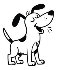 Happy cartoon dog panting joyfully playful pup