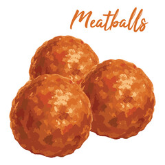 meatballs in watercolor illustration style, isolated vector on white background