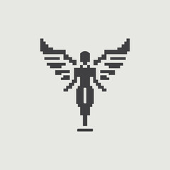 Fototapeta premium Pixel heart symbol with a computer mouse pointer. Pixel art girl logo. Vector file. Editable color.