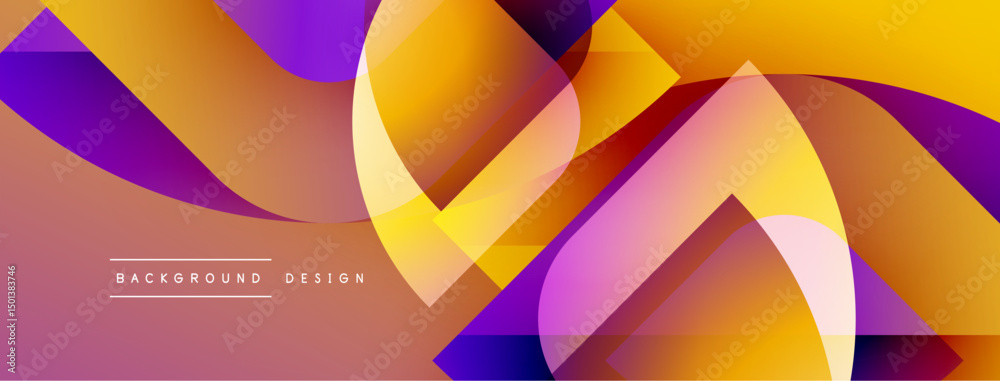 Poster Abstract colorful design. Overlapping shapes create dynamic visual effect. Gradient hues blend smoothly, offering modern aesthetic.