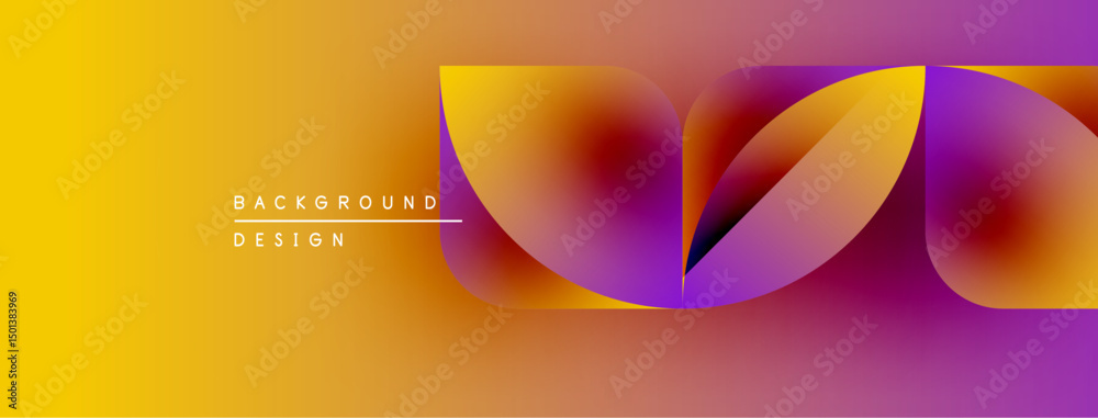 Poster Abstract gradient design. Vivid colors blend, creating dynamic visual effect. Modern, flowing shapes suggest movement, energy.