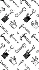 Hand tool pattern graphic design
