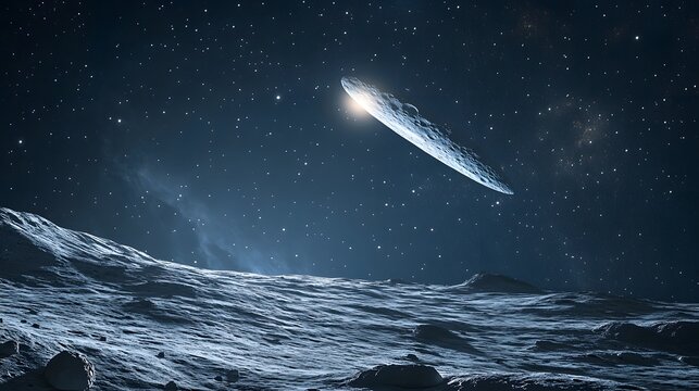 An astronaut watching a comet from the Moon is surface