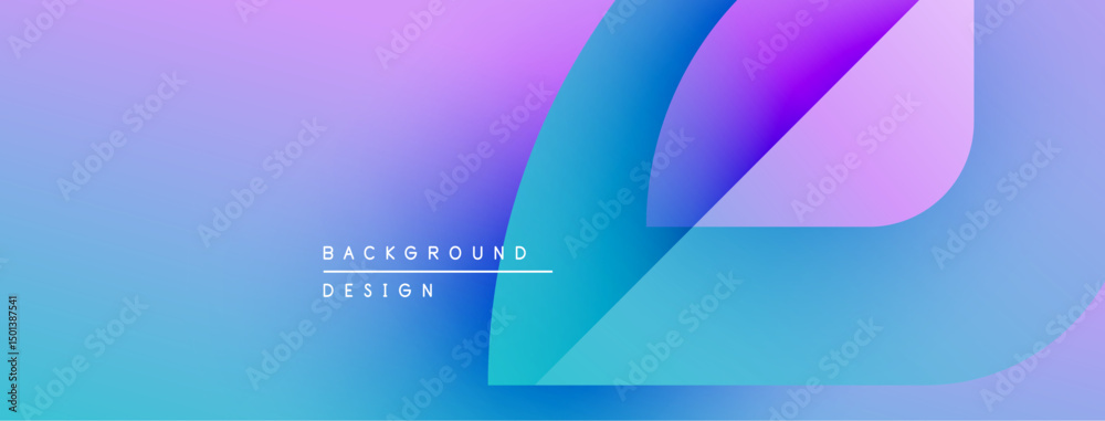 Poster abstract gradient background. blue, purple hues blend smoothly. minimalist design features curved sh