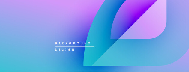 Abstract gradient background. Blue, purple hues blend smoothly. Minimalist design features curved shapes, text overlay. Modern aesthetic.