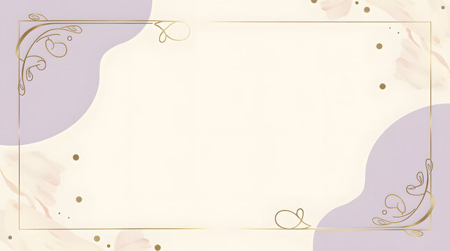 Modern wedding menu in minimalist style with lavender tones and gold elements, perfect for wedding tables.