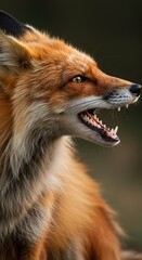 Angry fox bares teeth menacingly