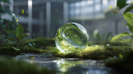 water drops on a green leaf