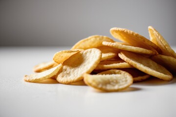 A pile of crackers sitting on top of a table, ideal for snacking or as a prop in various settings