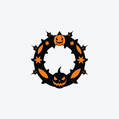 Halloween Wreath Design Vector Art Silhouette Design