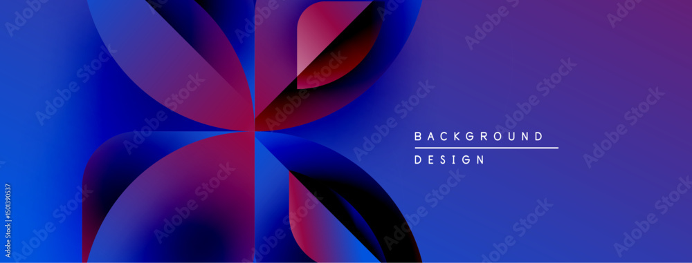 Poster abstract floral design. vivid blue, purple hues blend. modern aesthetic, clean lines create dynamic 