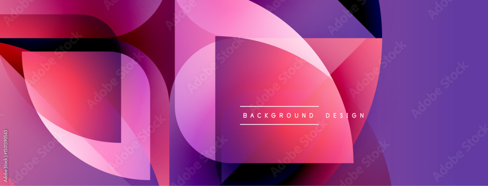 Poster abstract geometric shapes, vibrant pinks, purples, gradients. modern design element for backgrounds,