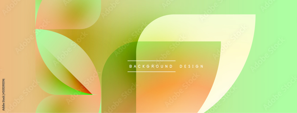 Poster abstract gradient shapes overlap. light orange, green hues create modern background design. minimali