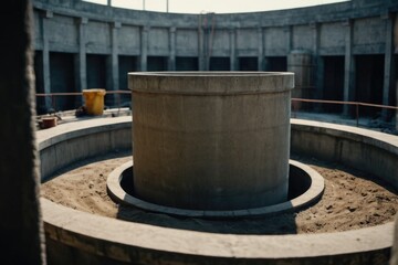 Naklejka premium A unique structure featuring concentric circles with a central hole, suitable for use in engineering, architecture, or design contexts
