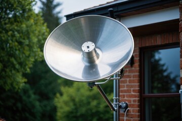 A large metal object sits atop a metal pole, providing a sturdy structure for various uses
