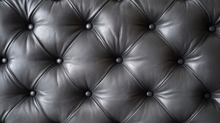 Naklejka premium Textured grey leather tufted headboard close-up