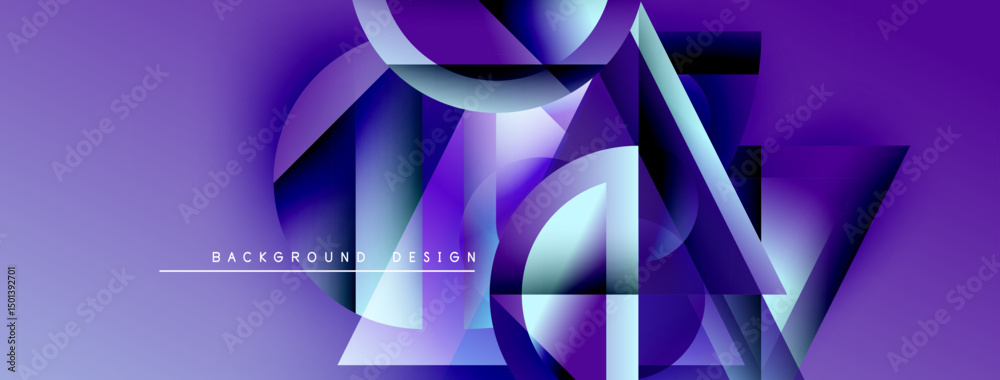 Poster abstract purple design features geometric shapes, gradients, dynamic lines. modern background suitab