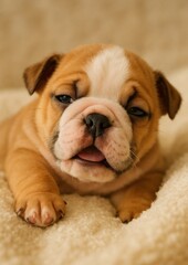 Obraz premium Adorable bulldog puppy resting