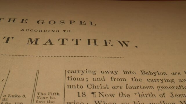 This video showcases closeups of the Gospel According to Saint Matthew