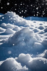A big pile of snow sits atop a snow-covered ground, perfect for winter scenes and outdoor activities