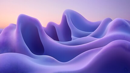 Fototapeta premium Surreal Abstract Landscape of Soft Purple Waves with Gradients at Dawn