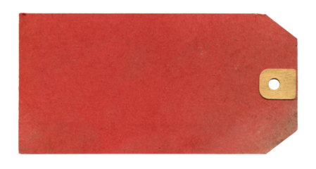Vintage Old Faded Red Blank Paper Hang Tag - Aged & Worn Ephemera - Isolated