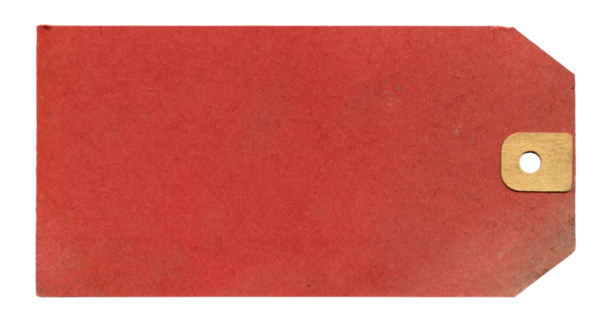 Vintage Old Faded Red Blank Paper Hang Tag - Aged & Worn Ephemera - Isolated