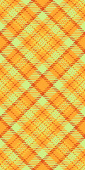 October fabric texture textile, uk pattern tartan check. Domestic plaid background seamless vector in orange and lime colors.