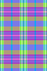 Contour seamless fabric textile, linen check background pattern. Basic tartan vector plaid texture in pink and green colors.