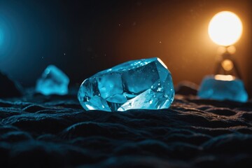 A blue diamond photographed from a close angle, suitable for jewelry or luxury product promotions