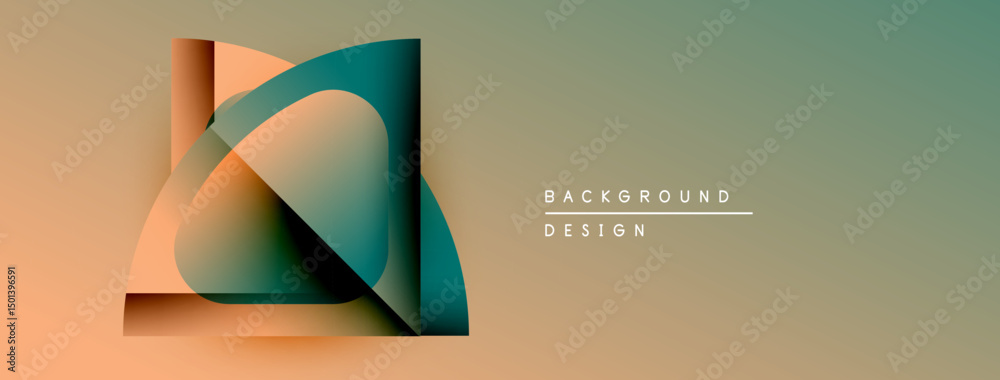 Poster Abstract geometric shapes overlap, creating layered visual effect. Warm, cool colors blend into gradient background. Minimalist design.