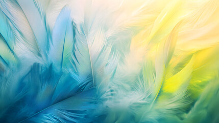 un fondo para plantilla con diseño de plumas de ave en colores azul y verde tenues suavidad y detallado tropical 