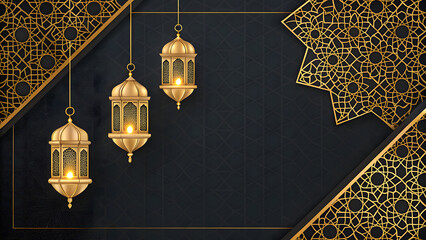 Black Gold Islamic Background Vector