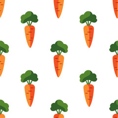 Seamless pattern with carrot, vector illustration of vegetable, healthy vegan food wallpaper