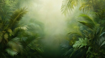 Lush green tropical foliage background