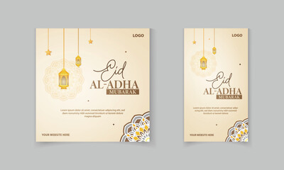 Eid al Adha Islamic festival social media banner and Eid Mubarak post template with Islamic mandala