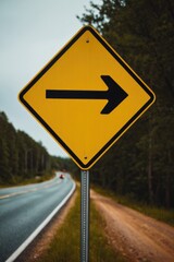 A yellow sign with an arrow pointing both ways