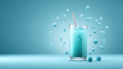 Refreshing modern bubble tea cup with straw and bursting pearls for a unique beverage experience