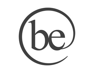 BE logo from two letter with circle shape email sign style. B and E round logotype of business company