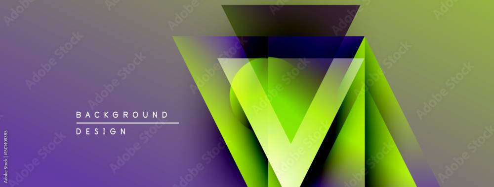 Leinwandbilder Abstract geometric design. Vibrant purple, green gradients create dynamic visual effect. Modern background suitable for digital projects.