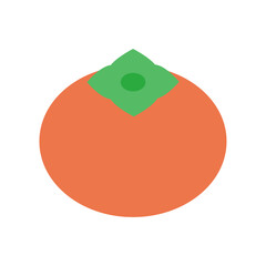 シンプルな柿のイラスト：秋のアイコン・食べ物 - Simple Persimmon Illustration: Autumn Icon and Food