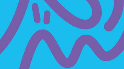 Violet Curved Doodles on Cyan Abstract Backgoround
