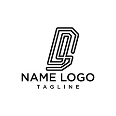 letter at monogram DS style line art modern logo	