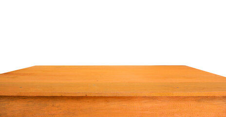 empty wooden table for product display isolated on white