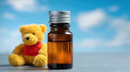 Dangerous Medicine Near Childs Toy Creates Serious Health Risk Clear Sky Background
