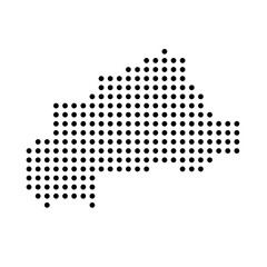 Burkina Faso country dotted map. Black spot pixel illustration isolated on white background. Vector circle mosaic.